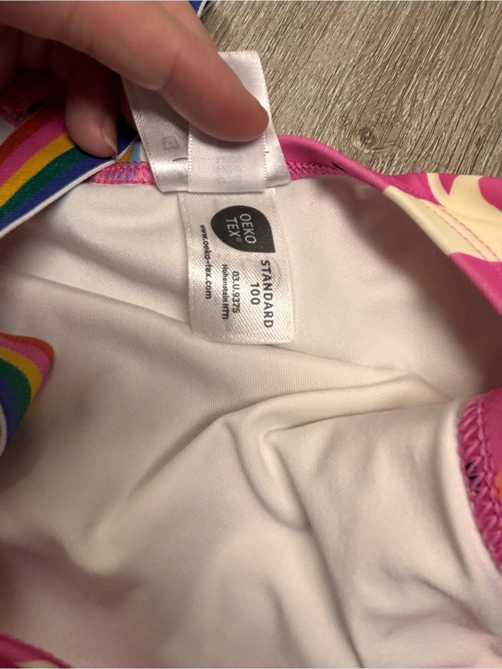 Hanna Andersson Girls Rainbow Unicorn One Piece Asymmetrical Swimsuit Size 4T - Picture 4 of 4